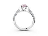 White gold Fancy Pink Oval  Solitaire Pavé Diamond Engagement Ring with Four-Prong Setting_136
