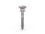 White gold Fancy Pink Oval  Solitaire Pavé Diamond Milgrain Engagement Ring with Four-Prong Setting_5