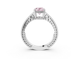 White gold Fancy Pink Oval  Solitaire Pavé Diamond Milgrain Engagement Ring with Four-Prong Setting_6