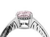 White gold Fancy Pink Oval  Solitaire Pavé Diamond Milgrain Engagement Ring with Four-Prong Setting_7