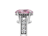 White gold Fancy Pink Oval  Solitaire Pavé Diamond Milgrain Engagement Ring with Four-Prong Setting_8