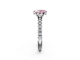 White gold Fancy Pink Oval  Solitaire Pave Diamond Engagement Ring with Four-Prong Setting_364