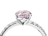White gold Fancy Pink Oval  Solitaire Pave Diamond Engagement Ring with Four-Prong Setting_366