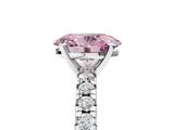 White gold Fancy Pink Oval  Solitaire Pave Diamond Engagement Ring with Four-Prong Setting_367