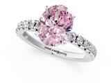 White gold Fancy Pink Oval  Solitaire Pave Diamond Engagement Ring with Four-Prong Setting_368