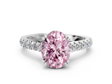 White gold Fancy Pink Oval  Solitaire Pave Diamond Engagement Ring with Prong Setting_20