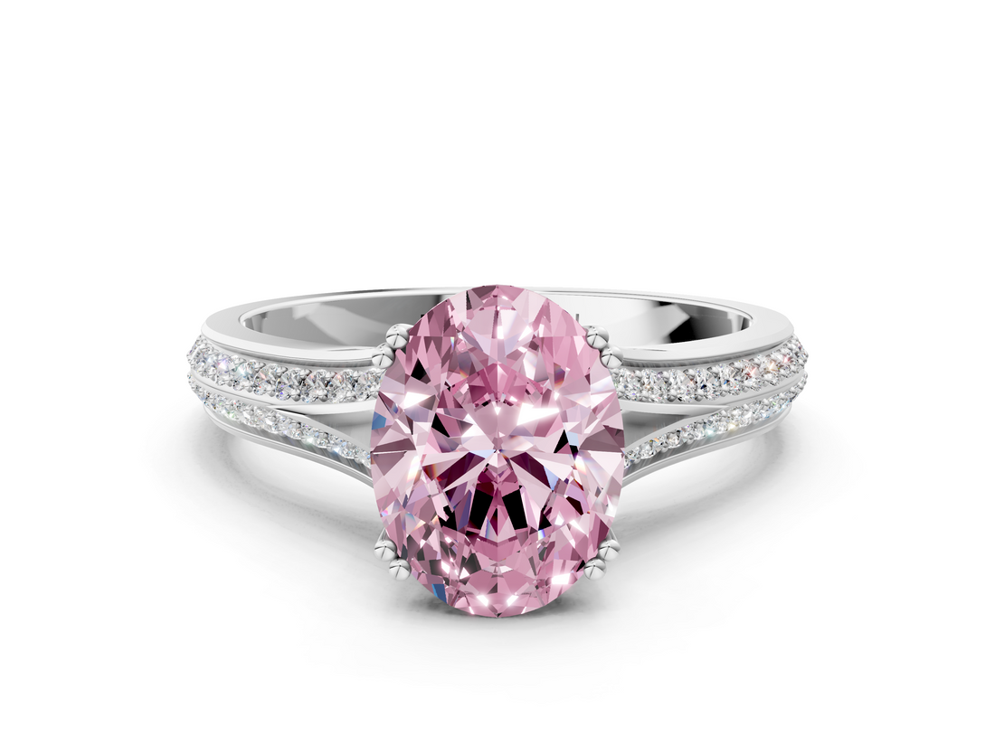 White gold Fancy Pink Oval  Solitaire Pave Split Shank Engagement Ring with Six-Prong Setting_37