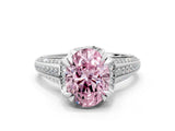 White gold Fancy Pink Oval  Solitaire Pave Split Shank Ring with Four-Prong Setting_159