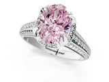 White gold Fancy Pink Oval  Solitaire Pave Split Shank Ring with Four-Prong Setting_160