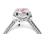 White gold Fancy Pink Oval  Solitaire Pave Split Shank Ring with Four-Prong Setting_163