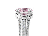White gold Fancy Pink Oval  Solitaire Pave Split Shank Ring with Four-Prong Setting_164