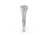 White gold Fancy Pink Oval  Solitaire Pave Split Shank Ring with Four-Prong Setting_170