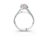 White gold Fancy Pink Oval  Solitaire Pave Split Shank Ring with Four-Prong Setting_171