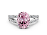 White gold Fancy Pink Oval  Solitaire Split Shank Pavé Diamond Engagement Ring_385