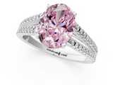 White gold Fancy Pink Oval  Solitaire Split Shank Pavé Diamond Engagement Ring_386