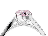 White gold Fancy Pink Oval  Solitaire Split Shank Pavé Diamond Engagement Ring_389