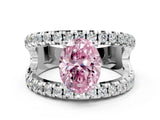 White gold Fancy Pink Oval  Solitaire Split Shank Pave Diamond Ring_49