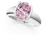 White gold Fancy Pink Oval  Solitaire Tension Set Diamond Ring with Wide Band_21