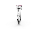 White gold Fancy Pink Oval  Solitaire Tension Set Diamond Ring with Wide Band_22