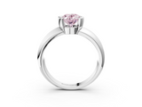 White gold Fancy Pink Oval  Solitaire Tension Set Diamond Ring with Wide Band_23