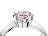 White gold Fancy Pink Oval  Solitaire Tension Set Diamond Ring with Wide Band_24