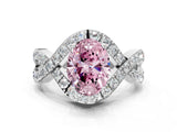 White gold Fancy Pink Oval  Solitaire Twist Band Pavé Diamond Engagement Ring_32