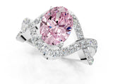 White gold Fancy Pink Oval  Solitaire Twist Band Pavé Diamond Engagement Ring_33