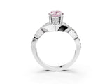 White gold Fancy Pink Oval  Solitaire Twist Band Pavé Diamond Engagement Ring_35