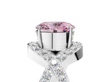 White gold Fancy Pink Oval  Solitaire Twist Band Pavé Diamond Engagement Ring_37