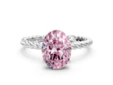 White gold Fancy Pink Oval  Solitaire Twist Band Ring with Four-Prong Setting_12