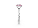 White gold Fancy Pink Oval  Solitaire Twist Band Ring with Four-Prong Setting_14