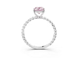White gold Fancy Pink Oval  Solitaire Twist Band Ring with Four-Prong Setting_15
