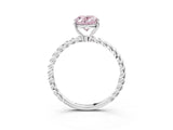 White gold Fancy Pink Oval  Solitaire Twist Band Ring with Four-Prong Setting_167