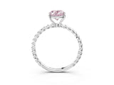 White gold Fancy Pink Oval  Solitaire Twist Band Ring with Four-Prong Setting_87