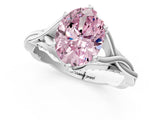White gold Fancy Pink Oval  Solitaire Twist Band Six-Prong Setting 2