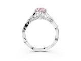White gold Fancy Pink Oval  Solitaire Twist Band Six-Prong Setting 4