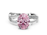 White gold Fancy Pink Oval  Solitaire Twist Band with Pavé Accents and Four-Prong Setting_20