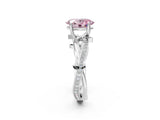 White gold Fancy Pink Oval  Solitaire Twist Band with Pavé Accents and Four-Prong Setting_22