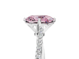 White gold Fancy Pink Oval  Solitaire Twist Band with Pavé Diamonds and Four-Prong Setting_100