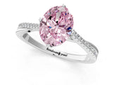 White gold Fancy Pink Oval  Solitaire Twist Band with Pavé Diamonds and Four-Prong Setting_100