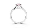 White gold Fancy Pink Oval  Solitaire Twist Band with Pavé Diamonds and Four-Prong Setting_102