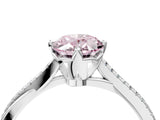 White gold Fancy Pink Oval  Solitaire Twist Band with Pavé Diamonds and Four-Prong Setting_99