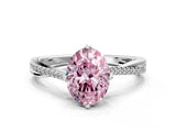 White gold Fancy Pink Oval  Solitaire Twist Band with Pavé Diamonds and Four-Prong Setting_99
