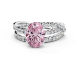White gold Fancy Pink Oval  Solitaire Twist Band with Pavé Setting and Four-Prong Setting_115