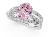 White gold Fancy Pink Oval  Solitaire Twist Band with Pavé Setting and Four-Prong Setting_115