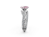 White gold Fancy Pink Oval  Solitaire Twist Band with Pavé Setting and Four-Prong Setting_117