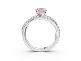 White gold Fancy Pink Oval  Solitaire Twist Band with Pavé Setting and Four-Prong Setting_118