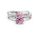 White gold Fancy Pink Oval  Solitaire Twist Band with Pave Prong Setting_64