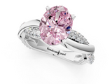 White gold Fancy Pink Oval  Solitaire Twist Band with Pave Prong Setting_65