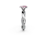 White gold Fancy Pink Oval  Solitaire Twist Band with Pave Prong Setting_66